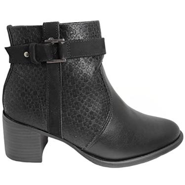 Imagem de Bota Comfortflex 2392302 Salto Grosso Alto Ziper Fivela Feminino