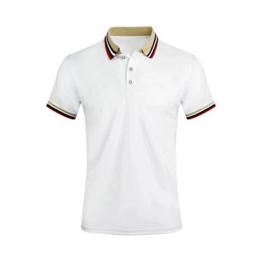 Imagem de Camisa Polo Masculina De Verão Em Algodão Respirável Listrada Casual P