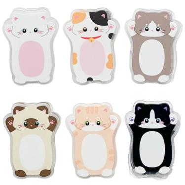 Imagem de 6 peças de clipe de acrílico para fichário - design de animal de desenho animado de dupla face, clipes de saco de notas e lanches, grampos de papel para casa, escritório, escola e organizador de mesa