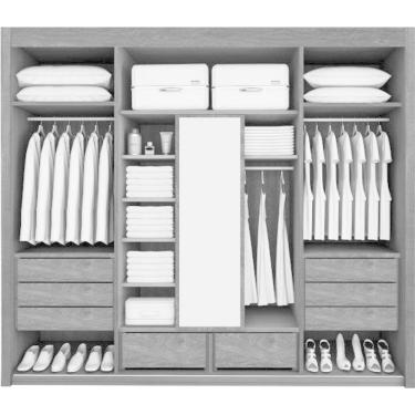 Imagem de Guarda Roupa Casal Ripado 4 Portas 8 Gavetas - Palladio Gold - Móveis Bettio