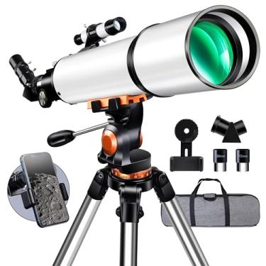 Imagem de Telescópio, Galaeyes abertura de 90 mm 600 mm FL, telescópio para adultos de alta potência, metal AZ e tripé de aço inoxidável, aplicativo de observação de estrelas e adaptador de telefone, abertura