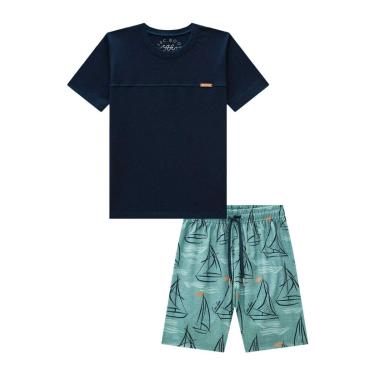Imagem de Conjunto Infantil Menino Camiseta Azul e Bermuda Luc.boo-Masculino