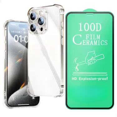 Imagem de [GL CASES] Capa iPhone 14 Pro Capinha 14 Pro Anti Impacto Case De Silicone Transparente Flexível Proteção Câmera + Película Apple iPhone 14 Pro Para Tela Cerâmica QUE NÃO QUEBRA Cobertura Total