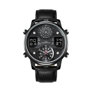 Imagem de Relógio Minimalista Masculino Com Pulseira De Couro Genuíno, Caixa De 