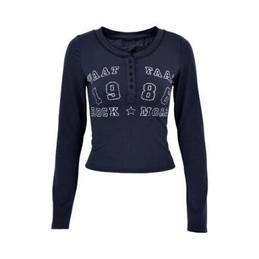 Imagem de Camiseta Feminina De Manga Longa Com Decote Em V, Moda Outono Inverno,