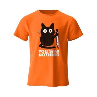 Imagem de Camiseta Feminina Engraçada Com Estampa De Gato, Algodão, Gola Redonda
