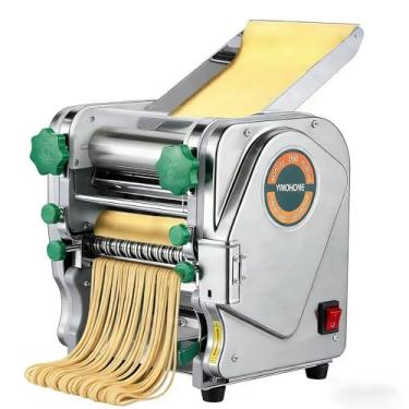 Imagem de YIMOHOME Máquina de fazer massa elétrica comercial para restaurante de negócios, máquina automática de macarrão doméstico, rolo de massa de aço inoxidável, cortador de massa forte de 750 W, folha de