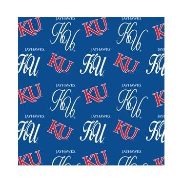 Imagem de University of Kansas Jayhawks Letters Tecido 100% algodão oficialmente licenciado pela Sykel Enterprises – 1 jarda pré-cortado