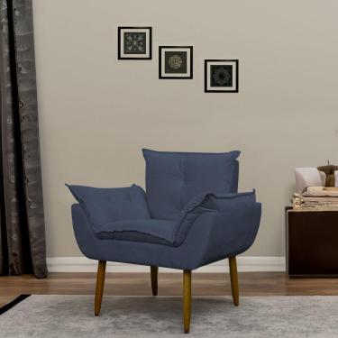 Imagem de Poltrona Decorativa Para Sala E Quarto Opala Suede Herrero Cor:azul Marinho