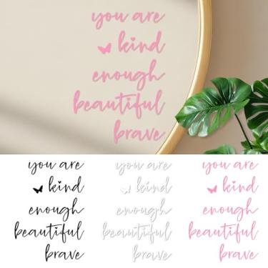 Imagem de 3 adesivos de espelho de afirmação, adesivos de vinil inspiradores positivos para banheiro, quarto, decoração de casa, adesivo com citação motivacional para mulheres, meninas, adolescentes, presente