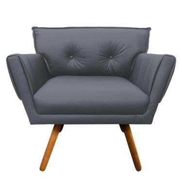 Imagem de Poltrona Anitta Corino Grafite Castanho