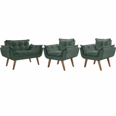 Imagem de Conjunto Poltronas Opalla Pés Madeira D Salla Verde