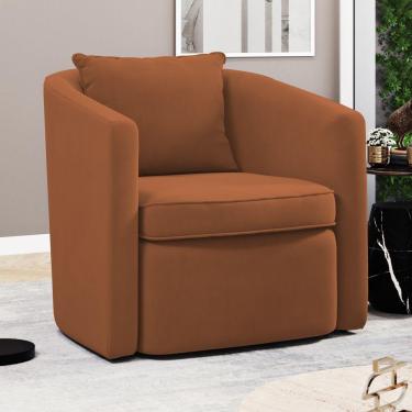Imagem de Poltrona Decorativa Sala De Estar Aimê Veludo Terracota - Desk Design