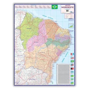 Imagem de Mapa da Região Nordeste - Dobrado 120 x 90cm - Escolar - Geográfico - 