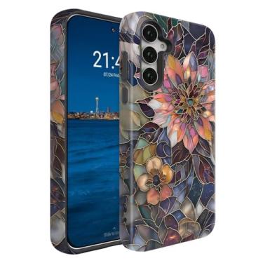 Imagem de BSMOSPER Capa compatível com Samsung Galaxy S25 FE 5G, capa protetora 2 em 1 de camada dupla, capa protetora à prova de choque, flor roxa desabrochando