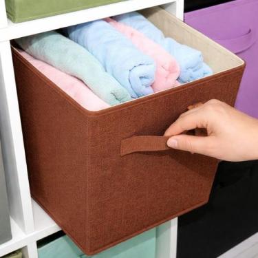 Imagem de Caixa Organizadora Dobrável Quadrada Grande Nicho Estante 33x33x33 Com