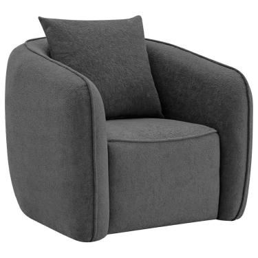 Imagem de Poltrona Decorativa Sala De Estar Recepção Florença Linho - Adj DeCinza Escuro