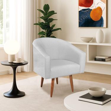 Imagem de Poltrona Decorativa Jade Design Moderno Sala De Estar Quarto Escritório Confortável Luxo Pés Palito Bouclé Branco