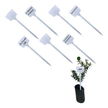 Imagem de Kit 50 Placas E40 Plaquinha Identificação De Planta Etiqueta - - Branc