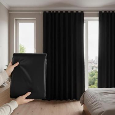 Imagem de Cortina Blackout Preto 280x280cm para Trilho Tela Tecido Amplo Bloquei