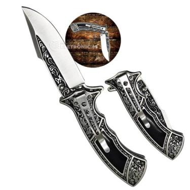 Imagem de Canivete Tático Dobrável 22cm Lâmina 10cm Aço Inox Semiautomático SLKD