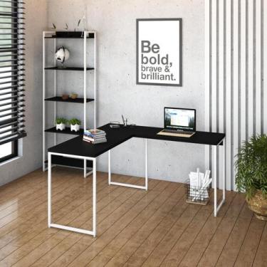 Imagem de Mesa de Escritorio em L Office Dynamica 135cm Est.Branca - Metalig