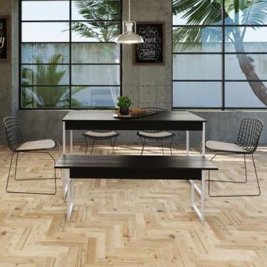 Imagem de Mesa de Jantar C/01 Banco Tub 135cm Est.Branca - Metalig