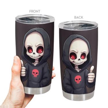 Imagem de Caneca de café Tumbler Oasisdream 600 ml com estampa de caveira