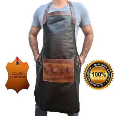 Imagem de Avental Churrasco Couro Bovino Premium Churrasqueiro Raiz - Pele Nativ