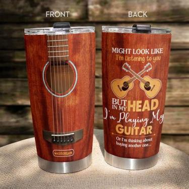 Imagem de Caneca Tumbler Oasisdream em aço inoxidável 600ml com estampa de guita