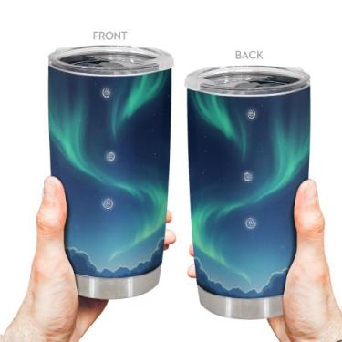 Imagem de Caneca de viagem Oasisdream Tumbler 600 ml com impressão Polar Lights