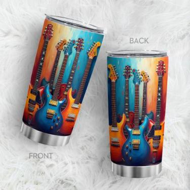 Imagem de Copo Oasisdream de aço inoxidável 600ml com estampa de guitarra