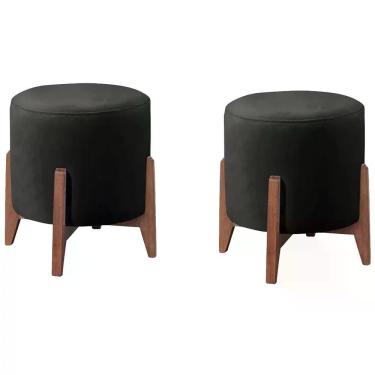 Imagem de Kit 2 Puf Puff Para Sala Lhor Corano Preto Rm Preto