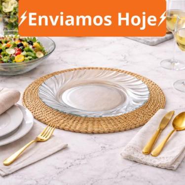 Imagem de Kit Até 12 Pratos Fundo Liso de Vidro Groove- Transparente e Resistent