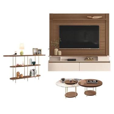Imagem de Home Suspenso Astor Castanho Off White com Kit Mesa de Centro Sky e Ap