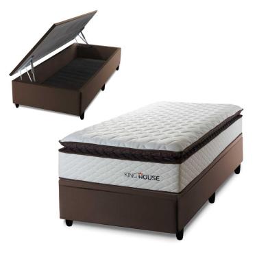 Imagem de Cama Box Baú San Diego 96x203 Branco Espuma D33 King House