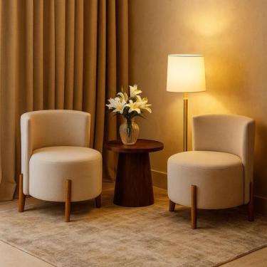 Imagem de Conjunto 2 Poltronas Luna Sala Moderna Quarto Escritório - Oliart, BEG