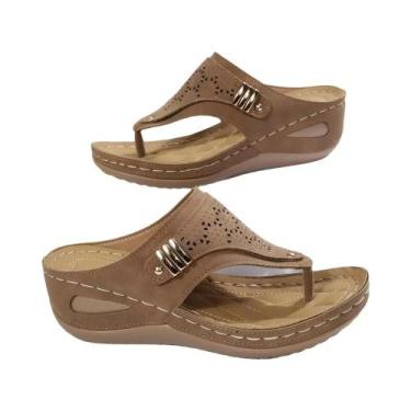 Imagem de Sandálias Ortopédicas Femininas Respiráveis Com Salto Anabela, Confort