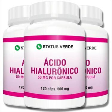 Imagem de 3 Potes Ácido Hialurônico Kit 360 Cáps - Suplemento Natural