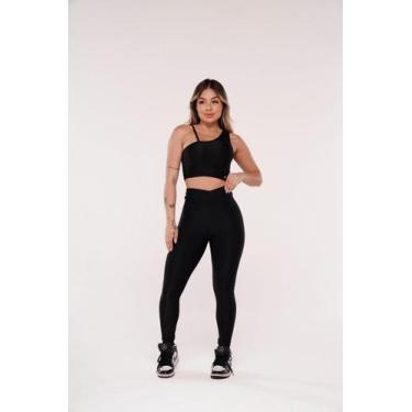 Imagem de Conjunto Canelado Gloss Feminino Fitness Academia - FORÇA DO SOL, G, P
