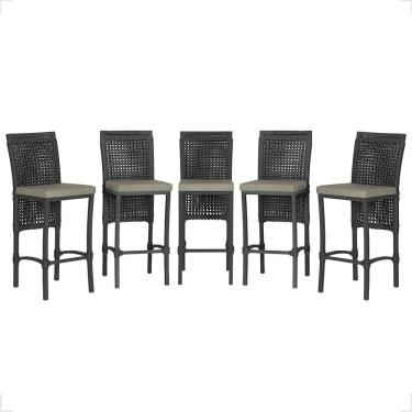 Imagem de 5 Banqueta Em Alumínio Roma Preta Corda Náutica Tecido 8 Preto