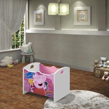 Imagem de Caixa Baú Organizadora De Brinquedos Infantil Mdf Luna Rosa - Mobiliar