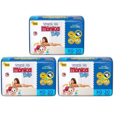 Imagem de Fralda Turma da Mônica Baby Jumbo Tamanho XG - 3 Pacotes com 20 Fralda