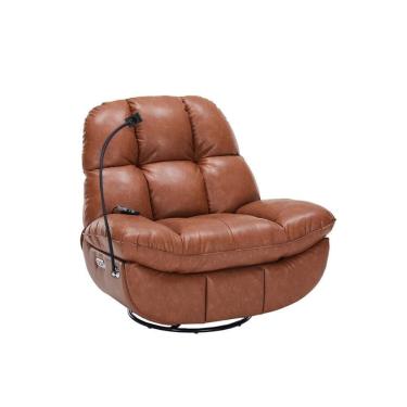 Imagem de Poltrona Reclinável Elétrica Boston com Massagem Pu Caramelo para Sala de Estar Gran Belo