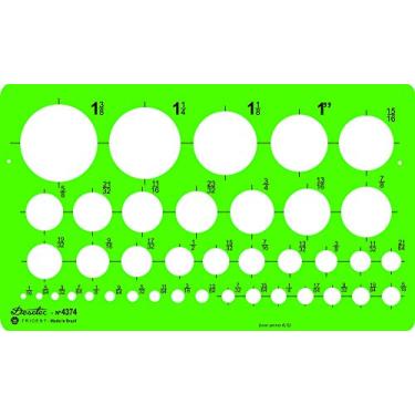 Imagem de Gabarito Desetec de Círculos em Polegadas, 4374, Trident, Verde 18.5 x 10 cm
