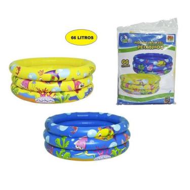 Imagem de Piscina Redonda Inflável Peixinhos 66 Litros Infantil - Dm Toys