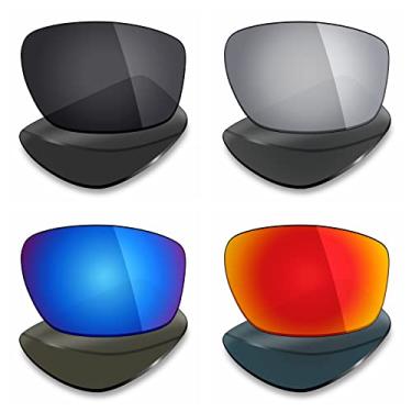 Imagem de 4 pares de lentes polarizadas de substituição Mryok para óculos de sol Oakley Valve New 2014 – Stealth preto/vermelho fogo/azul gelo/prata titânio