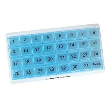 Imagem de Organizador de Pílulas 31 Dias para Suplementos de Medicamentos, Azul