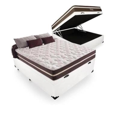 Imagem de Cama Casal Box Baú + Colchão de Molas Superlastic Classic- Anjos 138x188x22