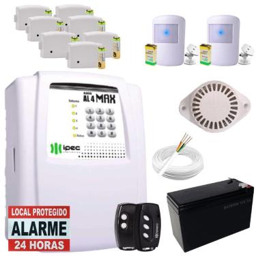 Imagem de Kit Alarme Residencial Completo Al4 Max Com 9 Sensores Ipec